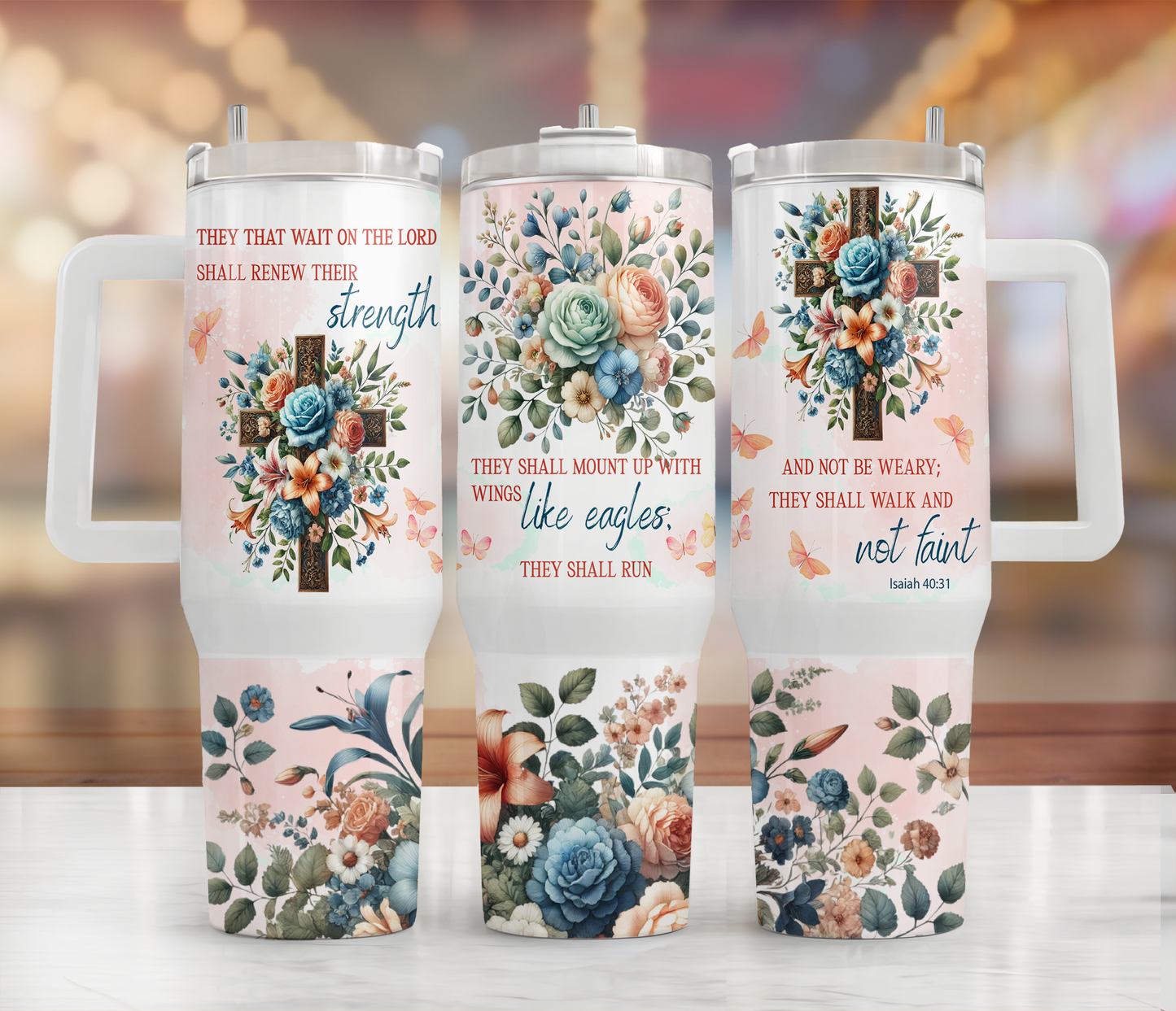 Isaiah 40:31 Faith Tumbler- Renewed Strength Christian Cup