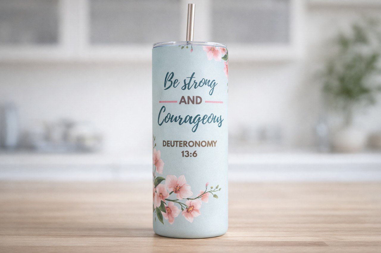 Deuteronomy 31:6 20oz Faith Tumbler- Be strong & Courageous
